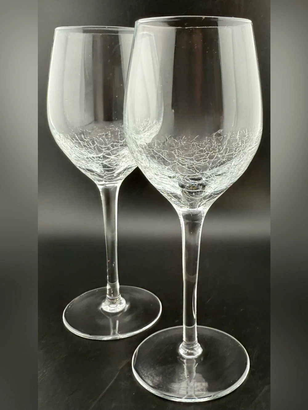 2 Pier 1  Crackled white wine glasses. 12oz